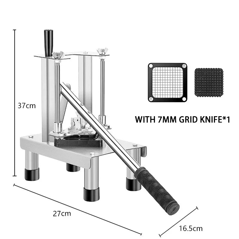 Tagliapatate Industriale Inox Dicer Verticale Manuale Per Patatine 7 10 14 Mm Verdure Frutta