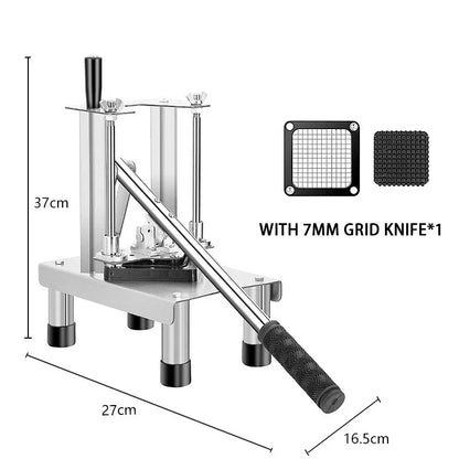 Tagliapatate Industriale Inox Dicer Verticale Manuale Per Patatine 7 10 14 Mm Verdure Frutta