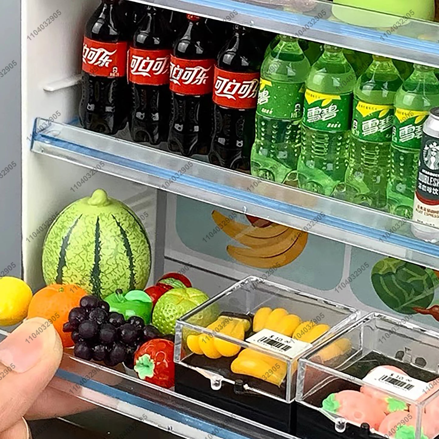 Negozio in miniatura mobili frigorifero congelatore scaffale bevanda fresca articoli alimentari giocattolo Mini artigianato casa delle bambole simulazione Scenario Display