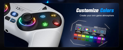 Controller per PS5 Pro/Slim/PC con RGB, Joystick Wireless per Giochi con Funzioni Marco/Turbo, Senza Drift, Effetto Hall, Tasti Posteriori Programmabili