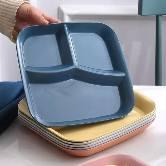Piatto Quadrato In Plastica Con Tre Scomparti Per Pranzo Colazione Leggero Facile Da Lavare