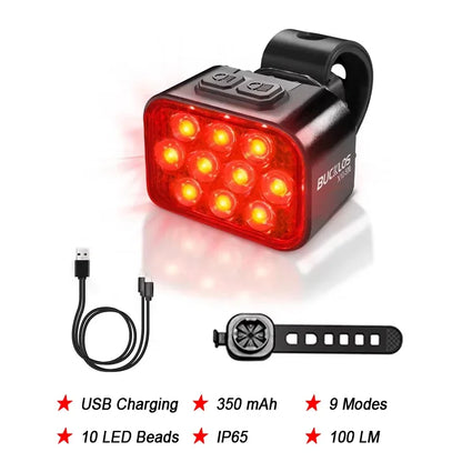 Luci Frontali e Posteriore per Bicicletta Ricaricabili USB Impermeabili LED COB MTB e Bici da Strada