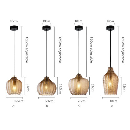 Lampada a Sospensione Moderna Nordico Led in Vetro Ambrato