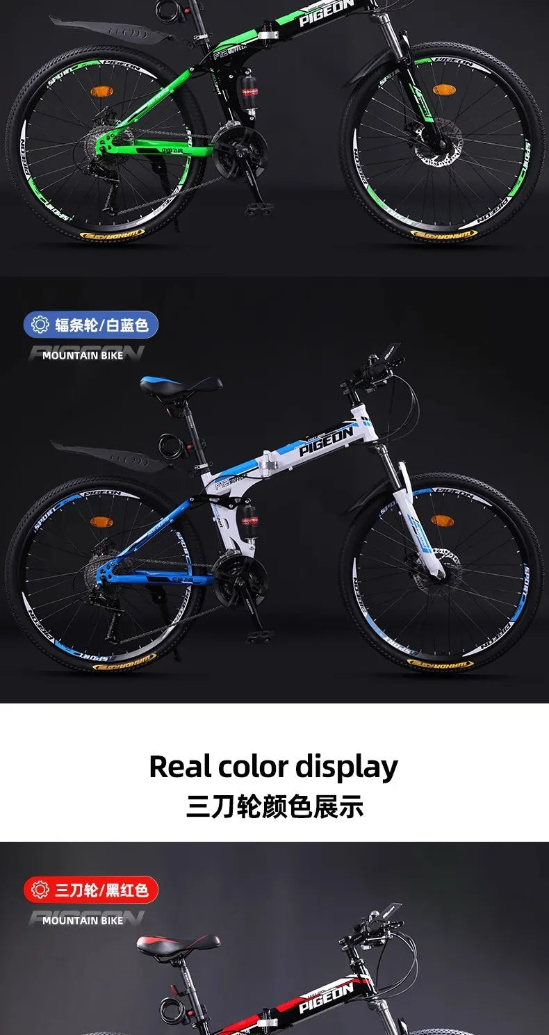 Bicicletta Pieghevole Da Montagna Per Adulti Con Freni A Disco Fuoristrada Unisex Velocità Variabile