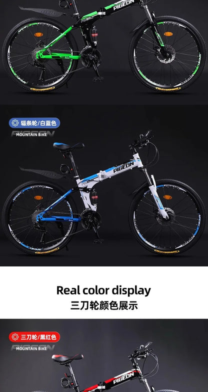 Bicicletta Pieghevole Da Montagna Per Adulti Con Freni A Disco Fuoristrada Unisex Velocità Variabile