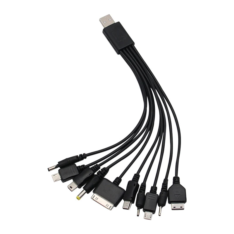 Cavo caricabatterie universale da USB a multi-spina per telefono cellulare Cavo USB da 10 a 1 per Samsung Xiaomi Huawei Google Cavo caricabatterie OPPO Vivo
