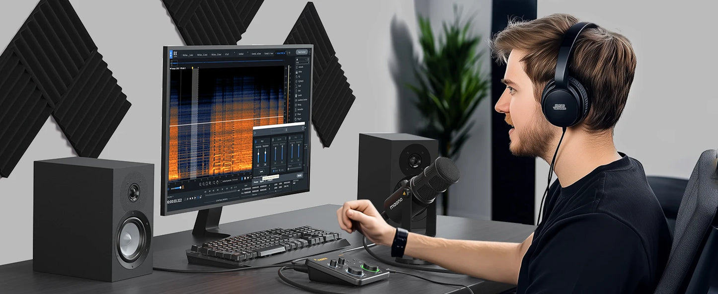 Interfaccia Audio USB MAONO PS22 Lite per PC, Ingresso XLR, 24-bit/192kHz, Software di Routing, Loopback ASIO per Registrazione Musica, Chitarra, DAW