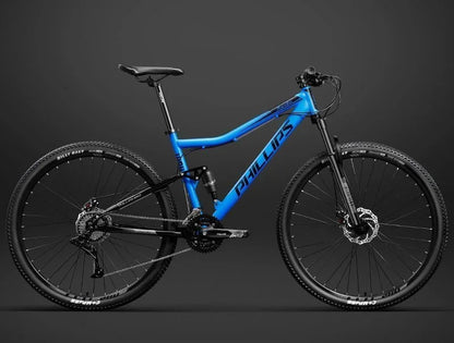 Bici MTB Doppio Ammortizzatore Adulti, Ruote 26 27.5 29, Freno a Disco, 24-30 Velocità per Tutte le Strade