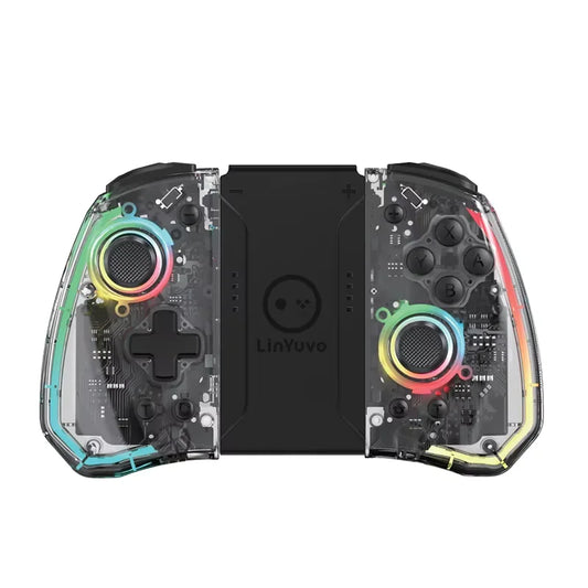 LinYuvo KS40 Gamepad wireless trasparente per Switch/OLED con LED a 8 colori, funzione Turbo. Joystick controller per Switch Lite
