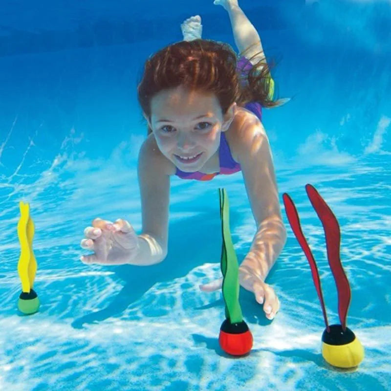 Set Di Tre Giochi Da Immersione Per Piscina Per Bambini A Forma Di Pianta Oceanica Per Allenamento