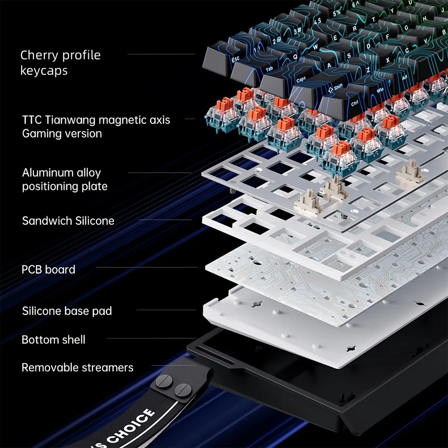 Mchose Ace 68 Tastiera Meccanica Con Interruttore Hall Magnetico Trigger Rapido Programmabile RGB 8K Hz
