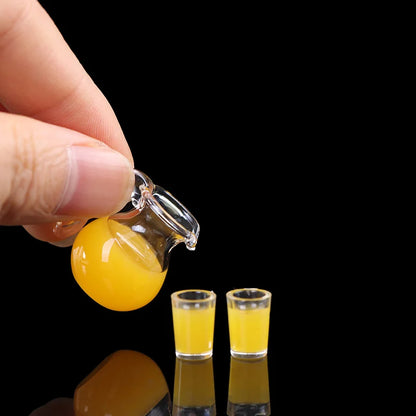 Set Da 3 Mini Caraffe In Vetro Per Succo E Latte Per Casa Delle Bambole Accessori Per Modelli Di Scena