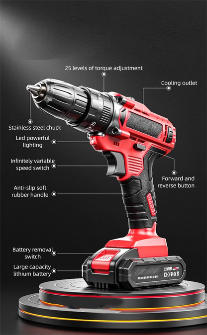 Trapano Elettrico Multifunzionale 21V Batteria Con Impatto Doppio Portatile Per Piccoli Utensili
