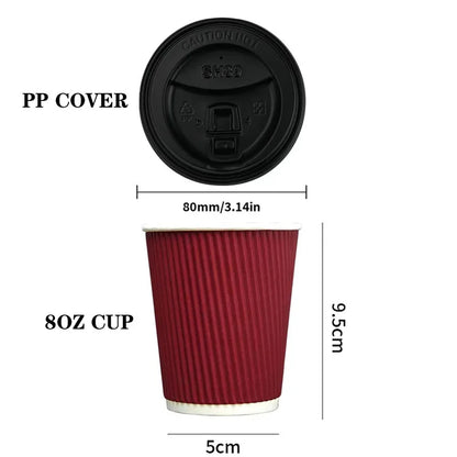 30 Tazze Da Caffè Monouso Da 8 Oz A Doppia Parete In Cartone Ondulato Con Coperchio