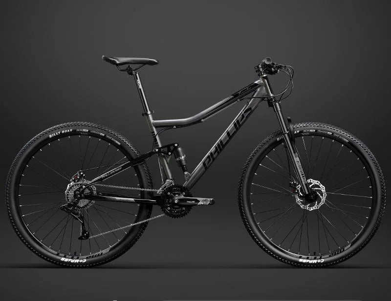 Bici MTB Doppio Ammortizzatore Adulti, Ruote 26 27.5 29, Freno a Disco, 24-30 Velocità per Tutte le Strade