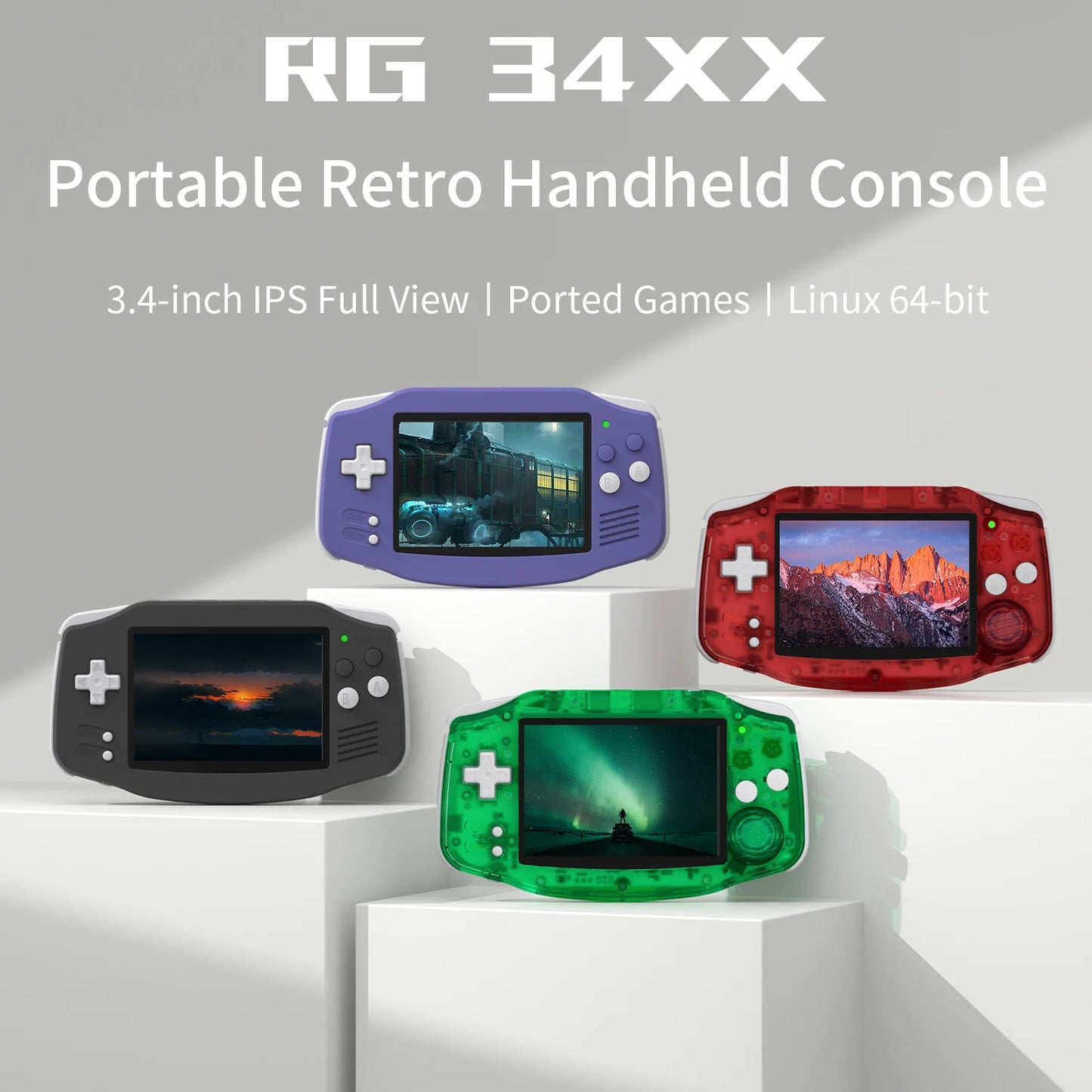 ANBERNIC RG 34XX Console di gioco portatile Schermo IPS 720*480 da 3,4 pollici Linux 64 bit 3500 mAH Bluetooth RG34XX Lettori di videogiochi retrò