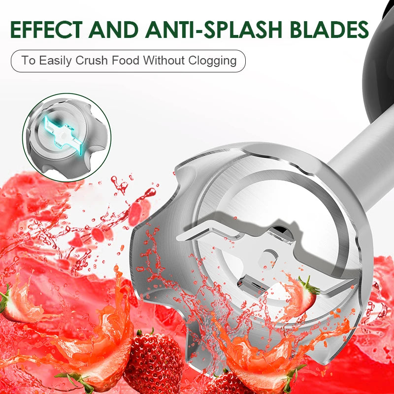 Frullatore Ad Immersione Potente 1000W 5 In 1 Con Frusta, Tritatutto, Ghiaccio E Tazza Per Smoothie