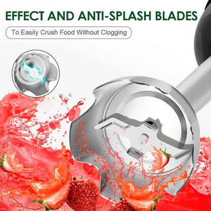 Frullatore Ad Immersione Potente 1000W 5 In 1 Con Frusta, Tritatutto, Ghiaccio E Tazza Per Smoothie