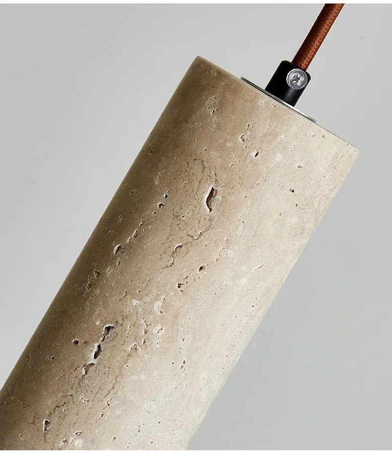Lampada a Sospensione in Pietra Gialla Stile Giapponese Wabi Sabi per Camera da Letto e Bar