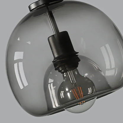 Lampadario A LED In Vetro Sospensione Moderna Grigio Per Soggiorno Pranzo Cucina E Camera Da Letto