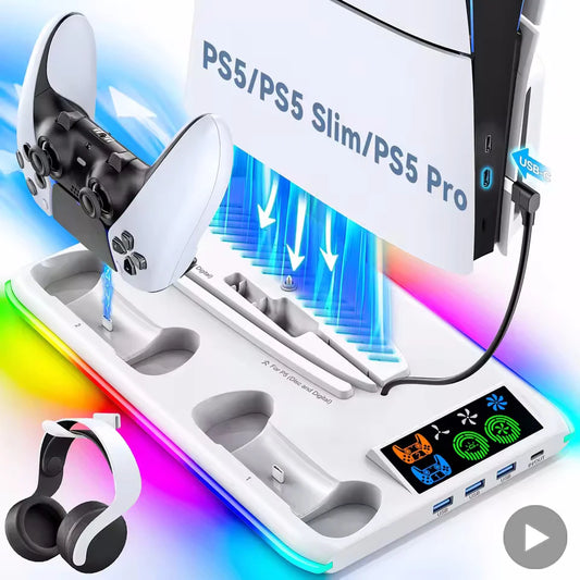 Supporto PS5 Con Ventola Raffreddamento RGB E Base Stabile Per Console Slim E Pro