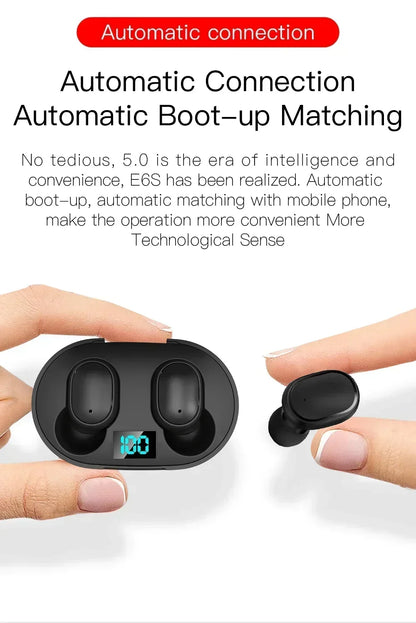 Auricolari Bluetooth E6S Con Cancellazione Del Rumore, Microfono Integrato, Impermeabili