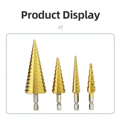 Set Punte Gradino Titanio HSS 4-12, 4-20, 4-32 Mm Per Metallo E Legno Utensili Da Trapano Di Precisione