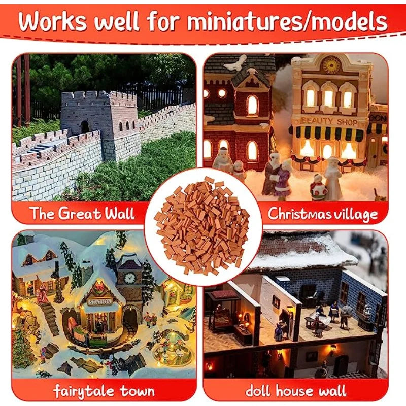 50-150 pezzi 1:16 modello di mini mattoni reali, accessori paesaggistici per figurine in miniatura, giocattolo di mattoni finti fai da te per la costruzione di giardini fatati