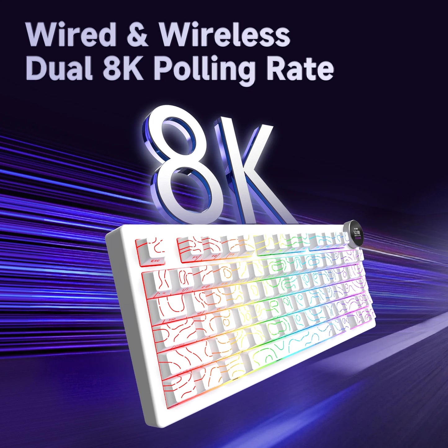 Ajazz AK820V2 Pro Tastiera Da Gaming Wireless Tre Modalità Cablata Bluetooth 2.4G Batteria 10000mAh
