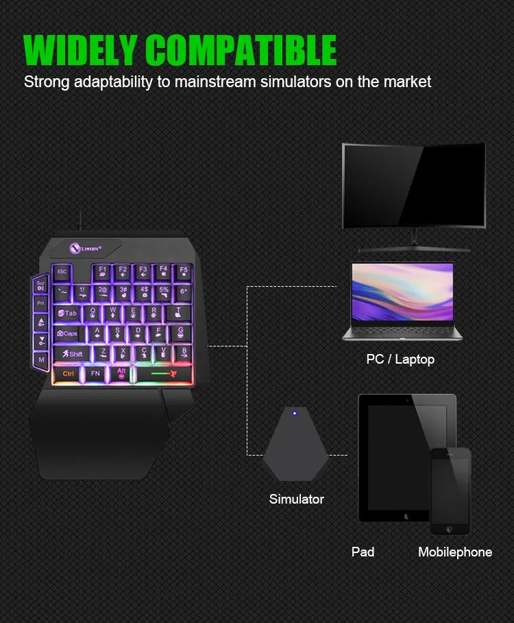 Mini tastiera da gioco con una sola mano da 35 tasti Tastiera retroilluminata cablata ultrasottile USB per laptop PC desktop Smartphone