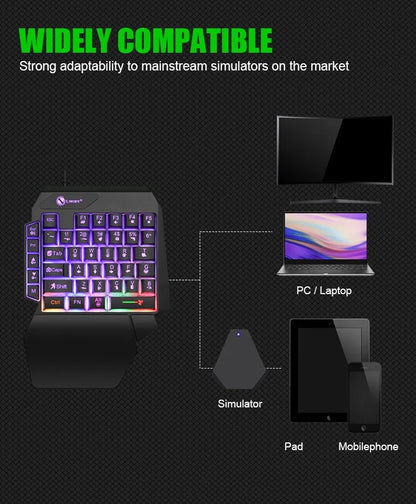 Mini tastiera da gioco con una sola mano da 35 tasti Tastiera retroilluminata cablata ultrasottile USB per laptop PC desktop Smartphone