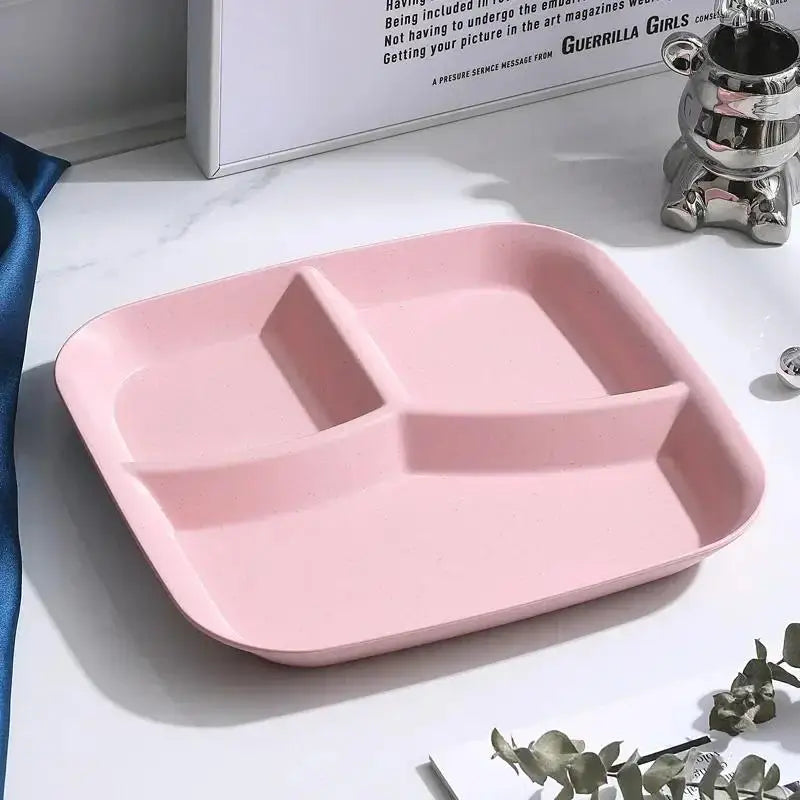 Piatto Quadrato In Plastica Con Tre Scomparti Per Pranzo Colazione Leggero Facile Da Lavare