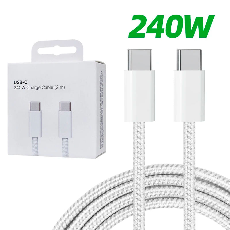 Cavo di ricarica USB-C a USB-C da 240W, Cavo PD intrecciato a ricarica rapida per iPhone 15 16 17E 17 Max, iPad Air, MacBook Pro, ASUS, DELL