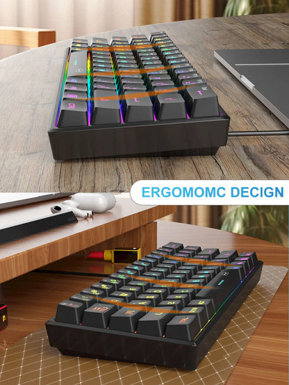 Tastiera Da Gioco MageGee Mini 60 Per Cento Con 61 Tasti Retroilluminata Rgb Ergonomica Impermeabile TS91