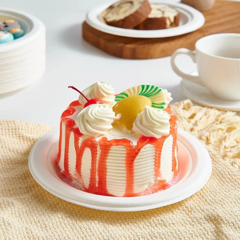 Set Da 50 Piatti Circolari Usa E Getta In Carta Naturale Per Barbecue Pasta Insalata Dessert