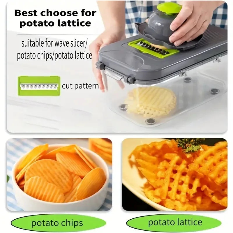 Tritatutto Multifunzione 16 In 1 Con Impugnatura Grattugia Affettatrice Verdure Utensile Cucina