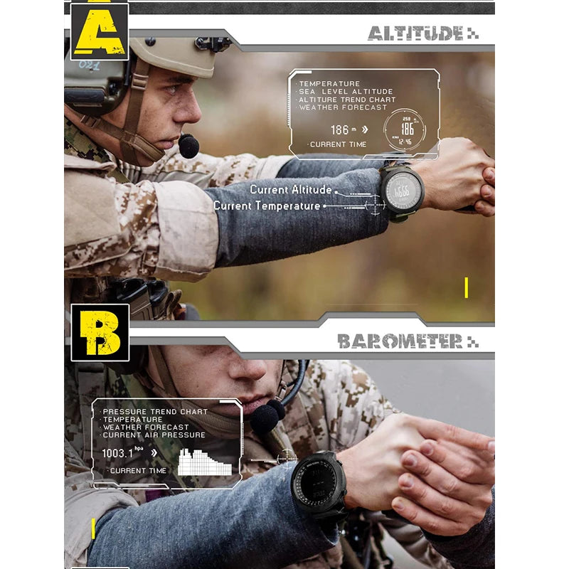NORTH EDGE Sport da uomo Orologio digitale Ore Corsa Nuoto Esercito militare Orologi Altimetro Barometro Bussola impermeabile 50 m