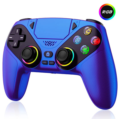 Controller per PS5 Pro/Slim/PC con RGB, Joystick Wireless per Giochi con Funzioni Marco/Turbo, Senza Drift, Effetto Hall, Tasti Posteriori Programmabili