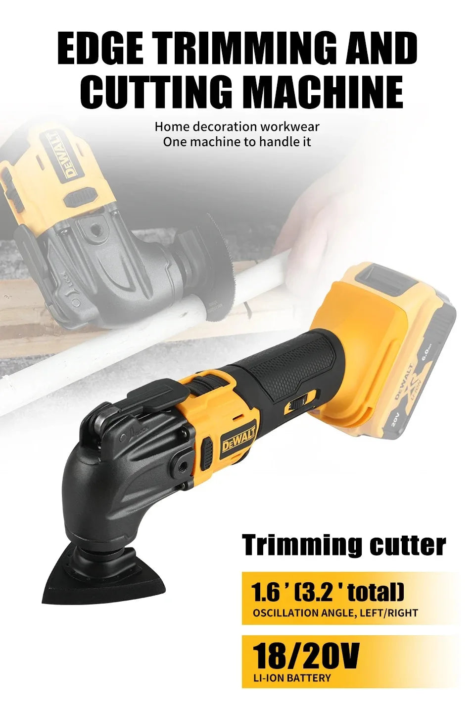 DeWalt Utensile Multifunzione Oscillante Senza Fili 21V Brushless con 5 Accessori Cambio Rapido Senza Attrezzi