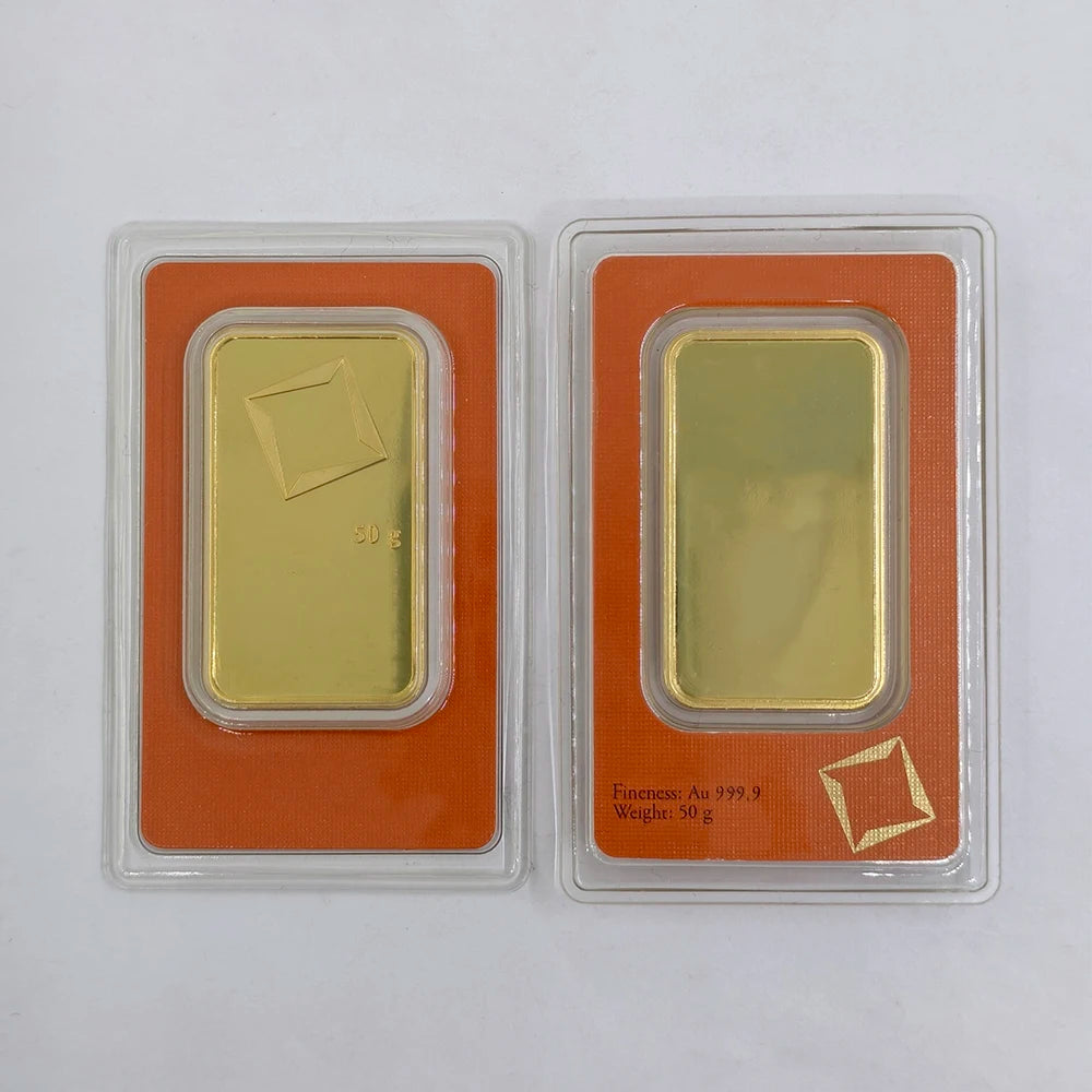 Barra Di Rame Non Magnetica 1oz E 50g Placcata In Oro Svizzero Con Numero Di Serie Souvenir Artigianale