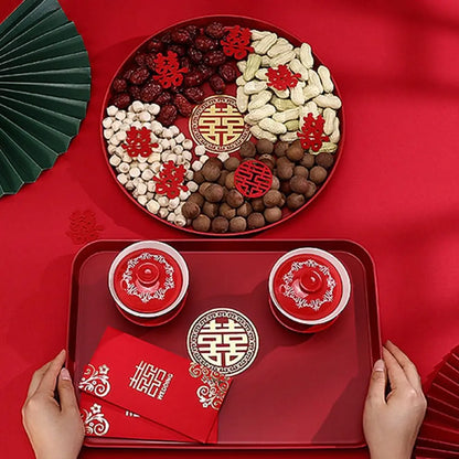 Vassoio Rosso in Plastica per Snack e Frutta, Piatto Decorativo per Banchetti e Festeggiamenti