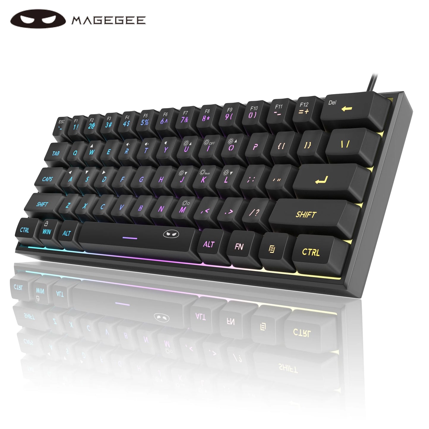 Tastiera Da Gioco MageGee Mini 60 Per Cento Con 61 Tasti Retroilluminata Rgb Ergonomica Impermeabile TS91