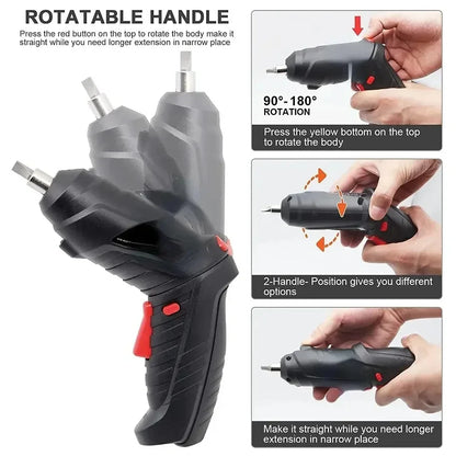 Set di Utensili Elettrici 3.6v per Manutenzione Domestica, Mini Trapano Elettrico con Batteria al Litio di Grande Capacità, Cacciavite Cordless per Uso Domestico ﻿