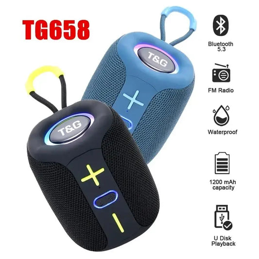 TG658 Altoparlante Bluetooth Portatile con Subwoofer Colonna Mini Bass Riproduzione Musicale per Android iOS PC Laptop