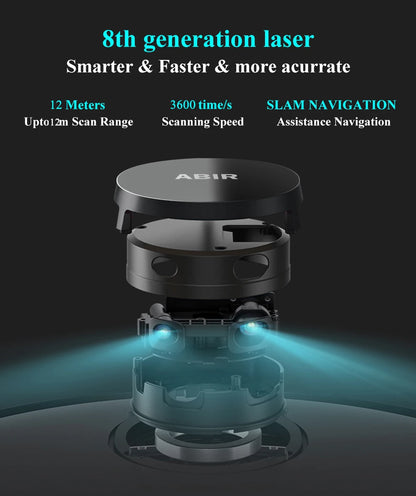 Aspirapolvere Robot Abir X8 con Laser Mappatura LiDAR SLAM e Zone Pulizia Multiplano