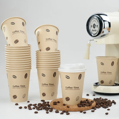 Bicchieri di Carta Usa e Getta con Coperchio 12 oz in Polpa di Bamboo per Bevande Calde o Freddo Ufficio e Casa