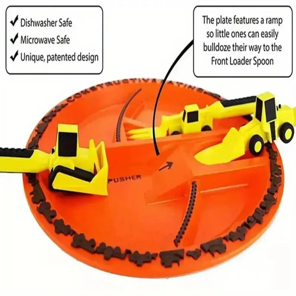 Stoviglie Per Bambini Set Auto Bulldozer Escavatore Pala Piatto Forchetta Cucchiaio BPA Free Ecologiche