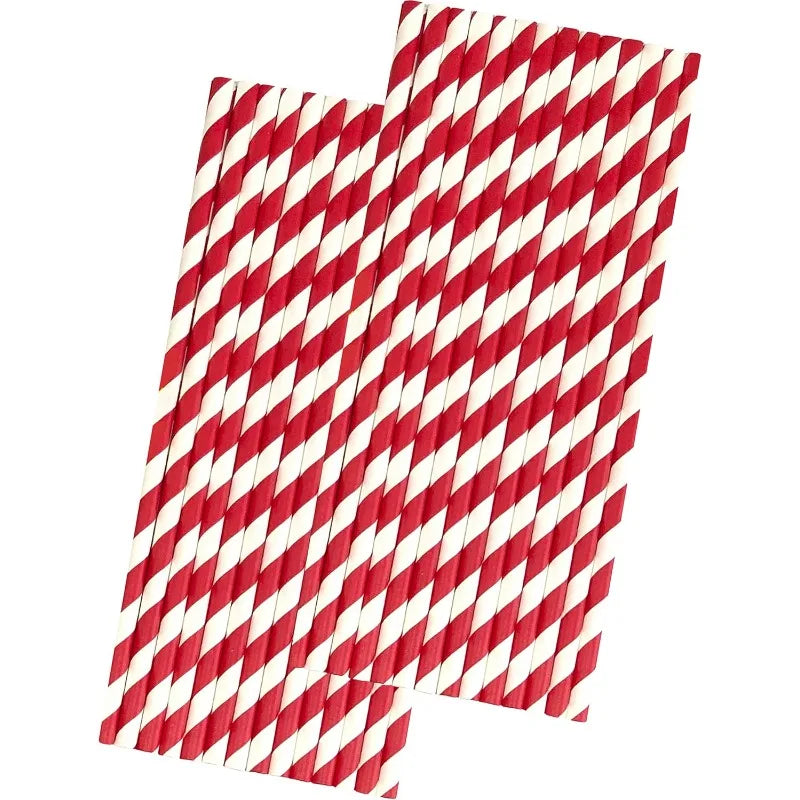 Cannucce Di Carta A Strisce Rosse Confezione Da 50 Usa E Getta Per Decorazioni Festive