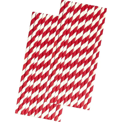 Cannucce Di Carta A Strisce Rosse Confezione Da 50 Usa E Getta Per Decorazioni Festive