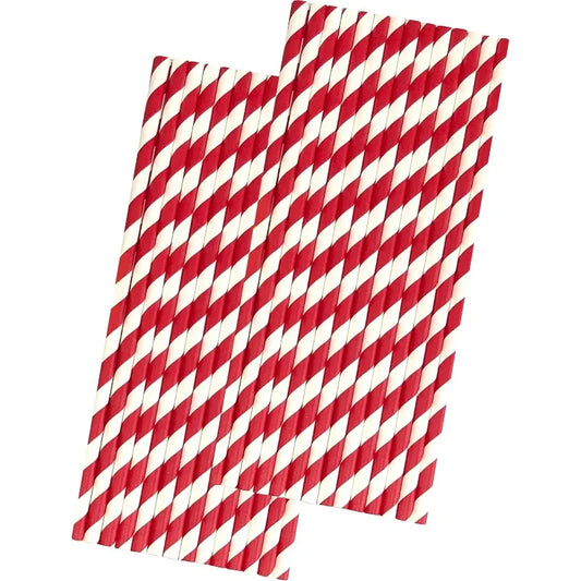 Cannucce Di Carta A Strisce Rosse Confezione Da 50 Usa E Getta Per Decorazioni Festive
